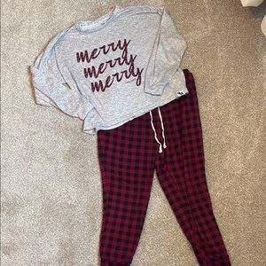 Nine West Gray and Red Pajama Set